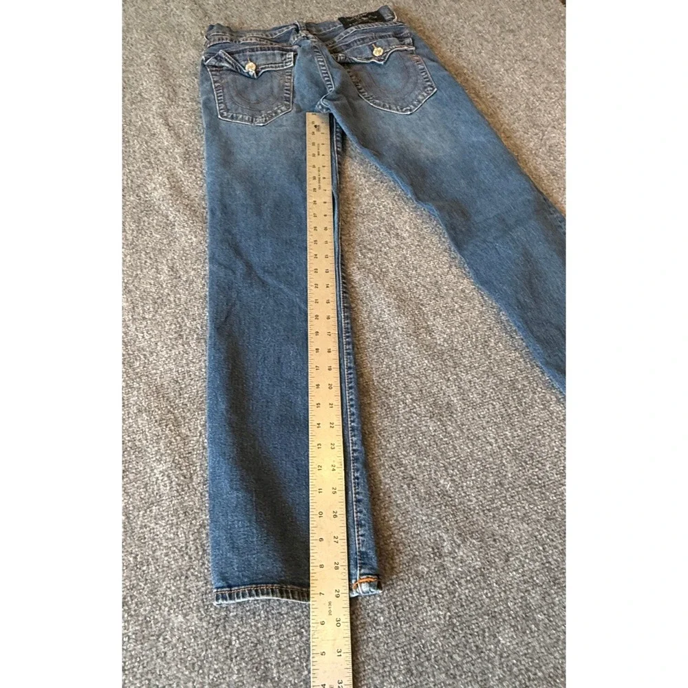 True Religion Ricky Relaxed Straight Jeans Mens 32 Medium Wash Blue Denim